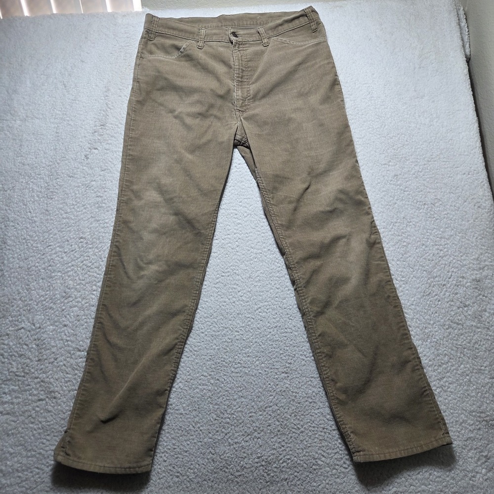 Vintage 1970s Levi's White‎ Tab Corduroy Pants Talon 42 USA Mens 38x31 Beige